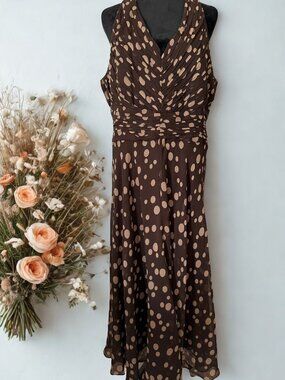 Jones New York Brown Tea Length Cocktail Dress